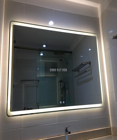 Gương Phòng Tắm Đèn Led, Gương Bỉ hình chữ nhật bo góc kích thước 60x80cm