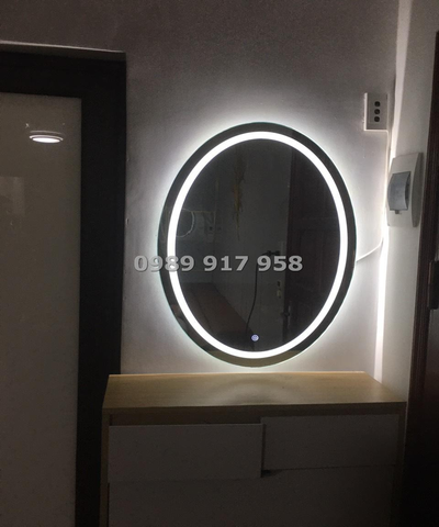 Gương Nhà Tắm Đèn Led, Gương Bỉ, Hình Tròn đường kính 50cm