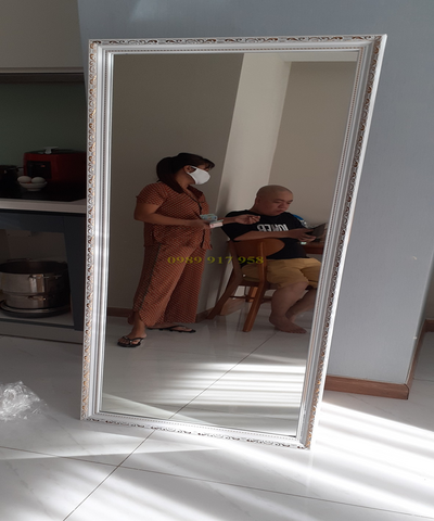 Gương Soi toàn thân treo tường, khung trắng